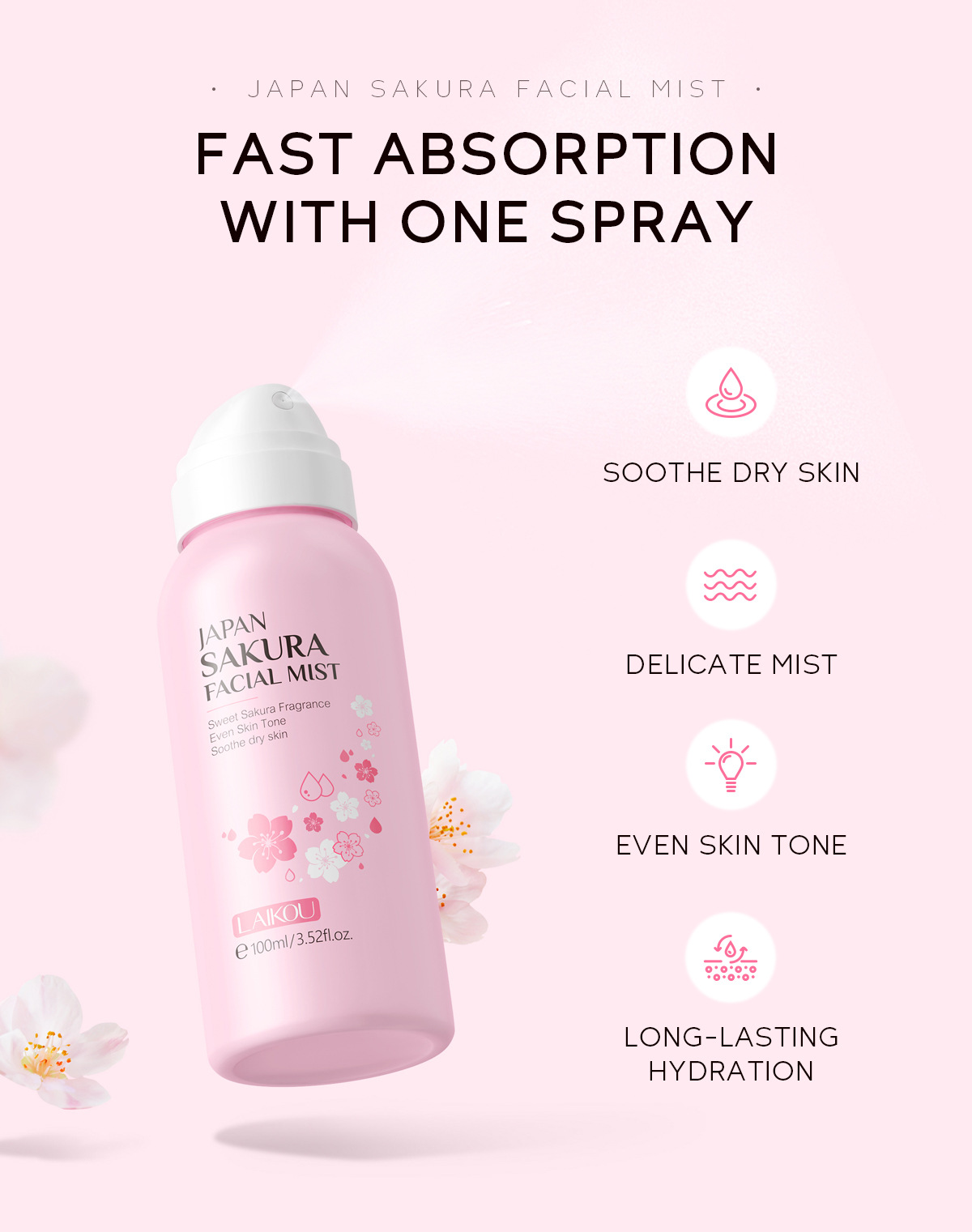 LAIKOU Sakura Facial Mist Brig - đánh giá và giá Niacinamide Brightening Serum